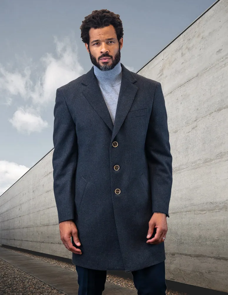 100% Wool Single Jacket Over Coat | WJ-100| Charcoal