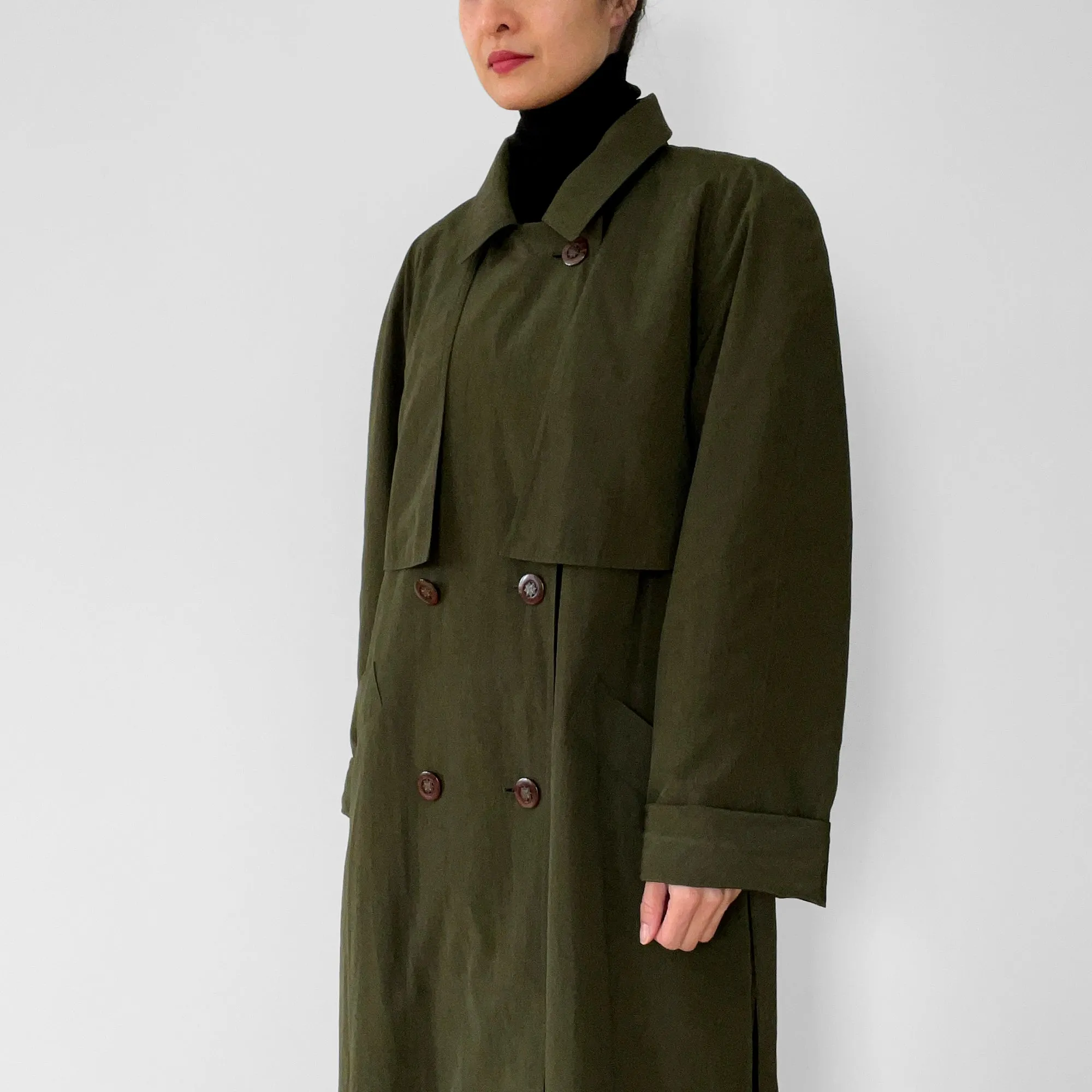 1980s Dark Olive Belted Trench