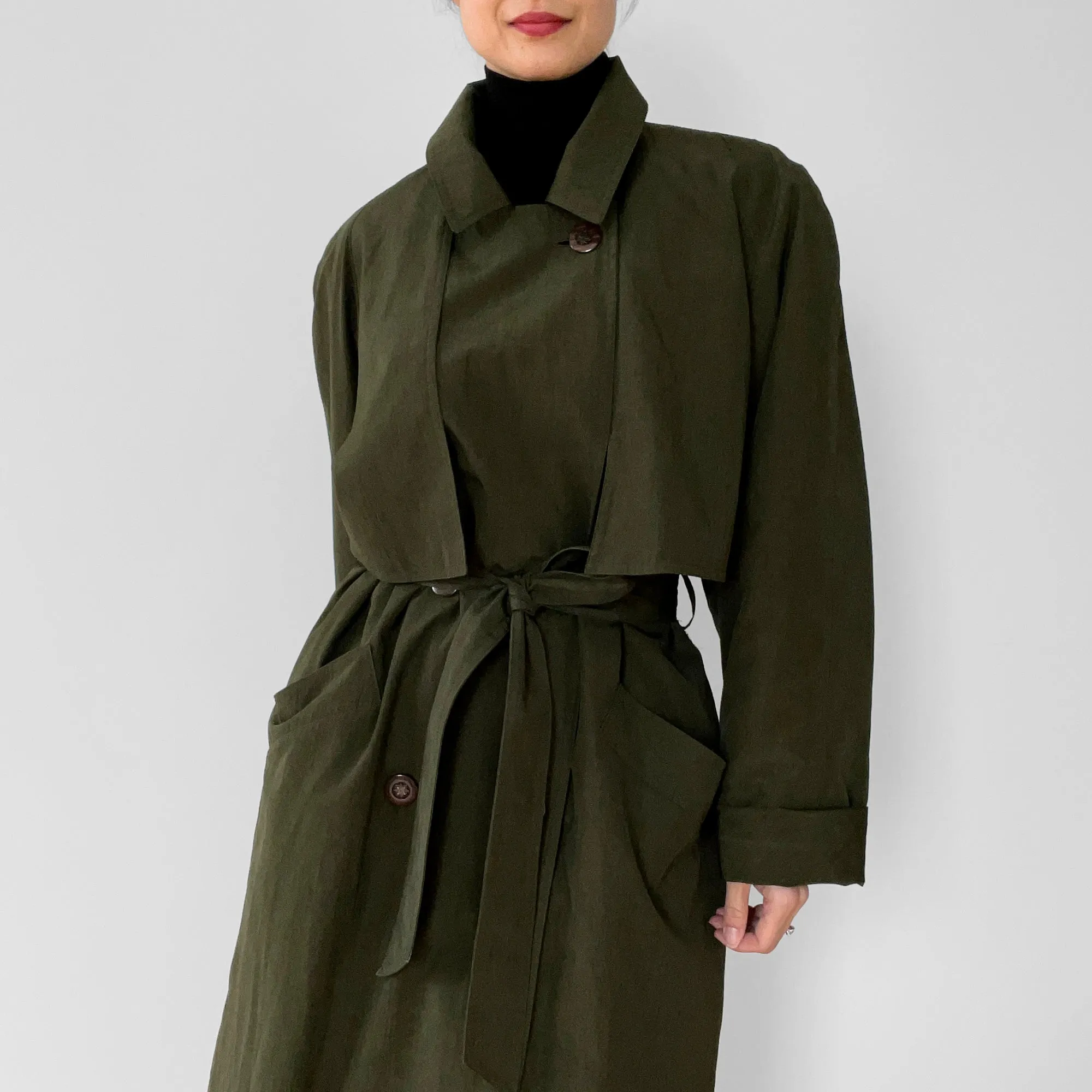 1980s Dark Olive Belted Trench