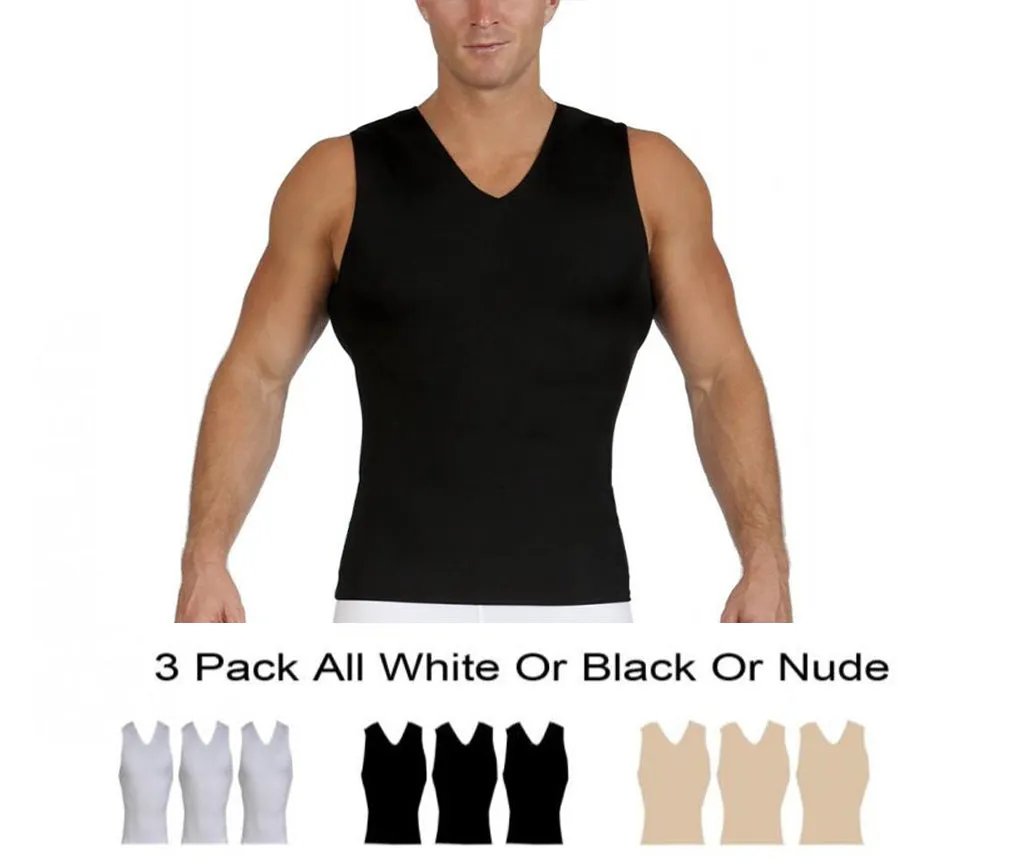 3 Pack Insta Slim Compression Sleeveless V-Neck Tank VS00N3