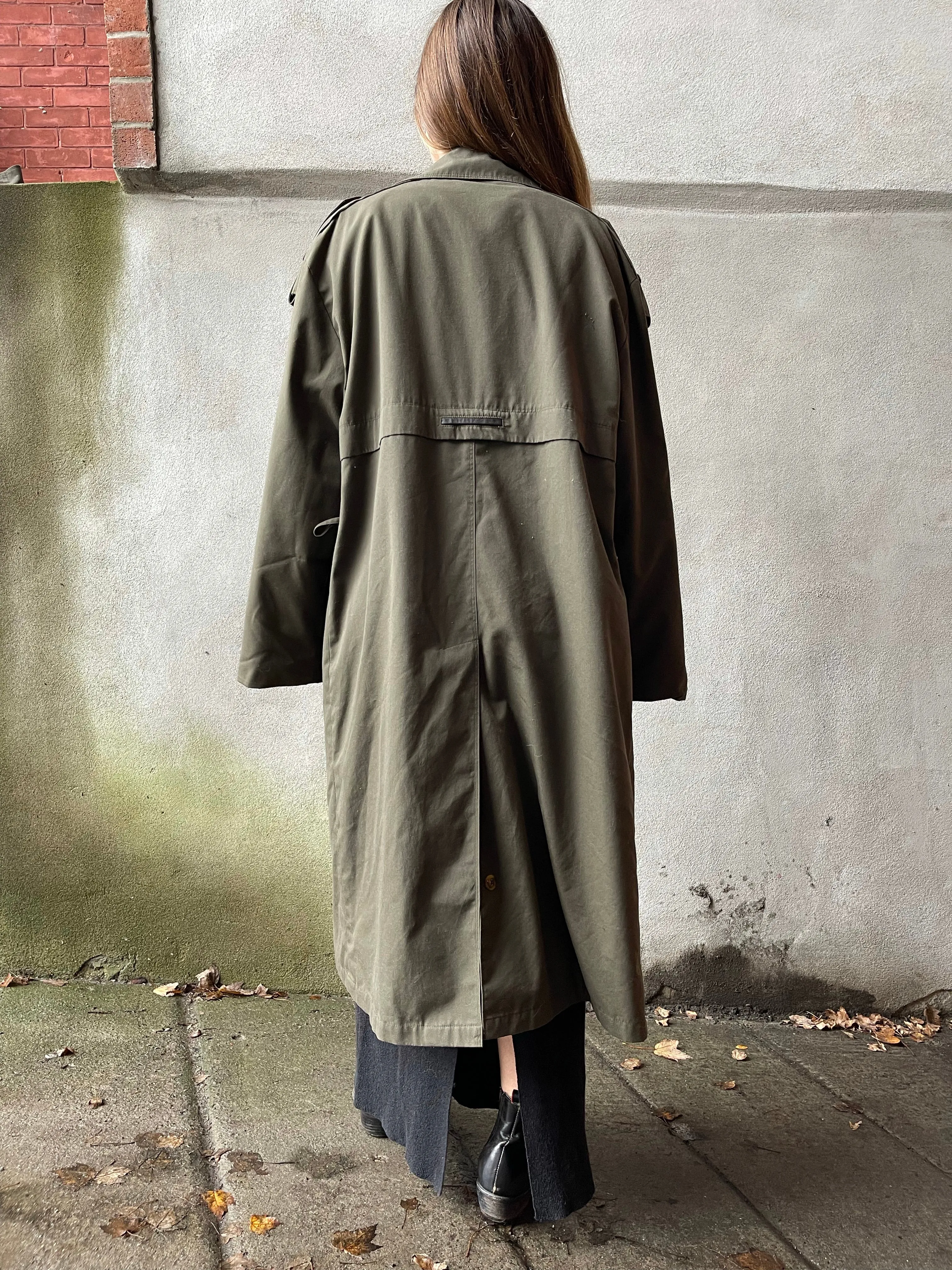 80s Olive Menswear Trenchcoat - L