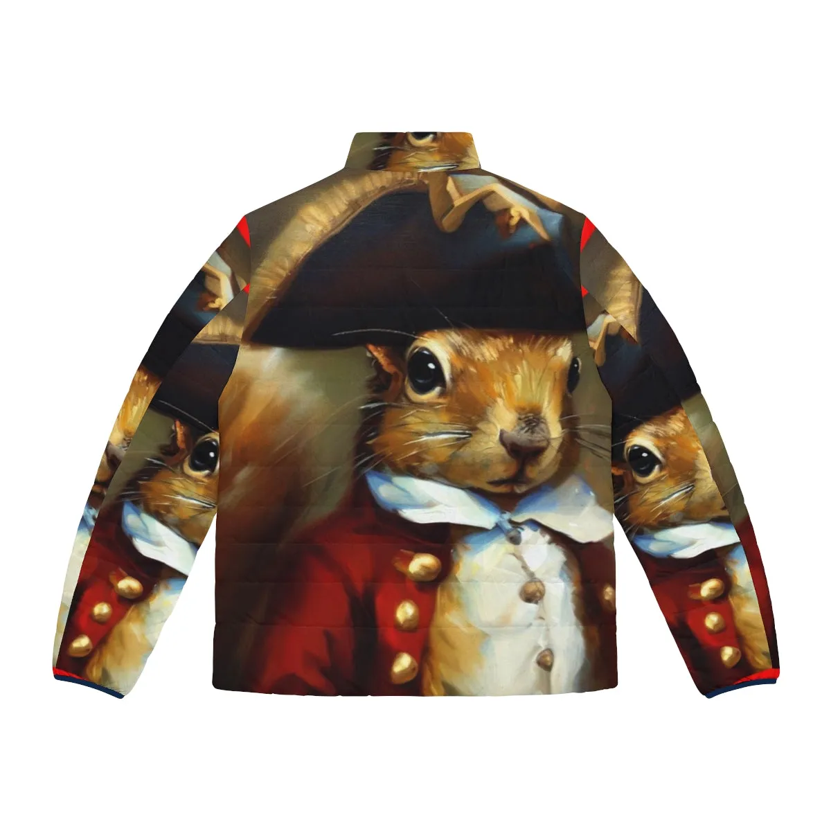 Adorable Squirrel Redcoat Puffer Jacket - Whimsical Anthropomorphic Winter Coat