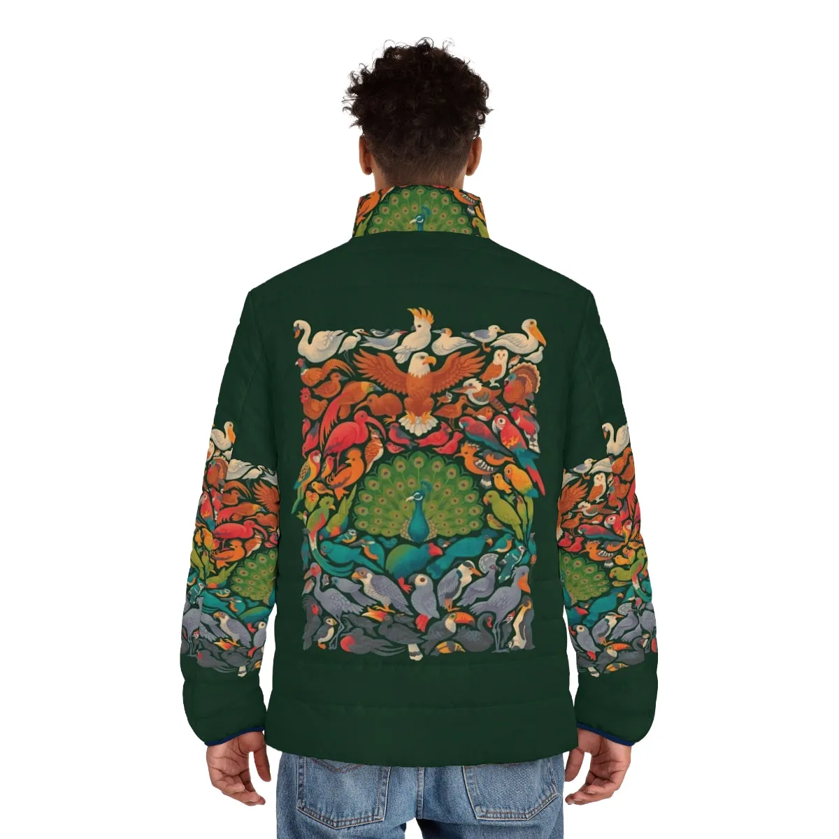 Aerial Spectrum Green Puffer Jacket: Vibrant Nature-Inspired Outerwear