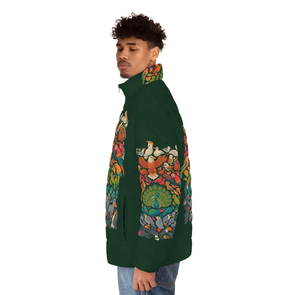 Aerial Spectrum Green Puffer Jacket: Vibrant Nature-Inspired Outerwear