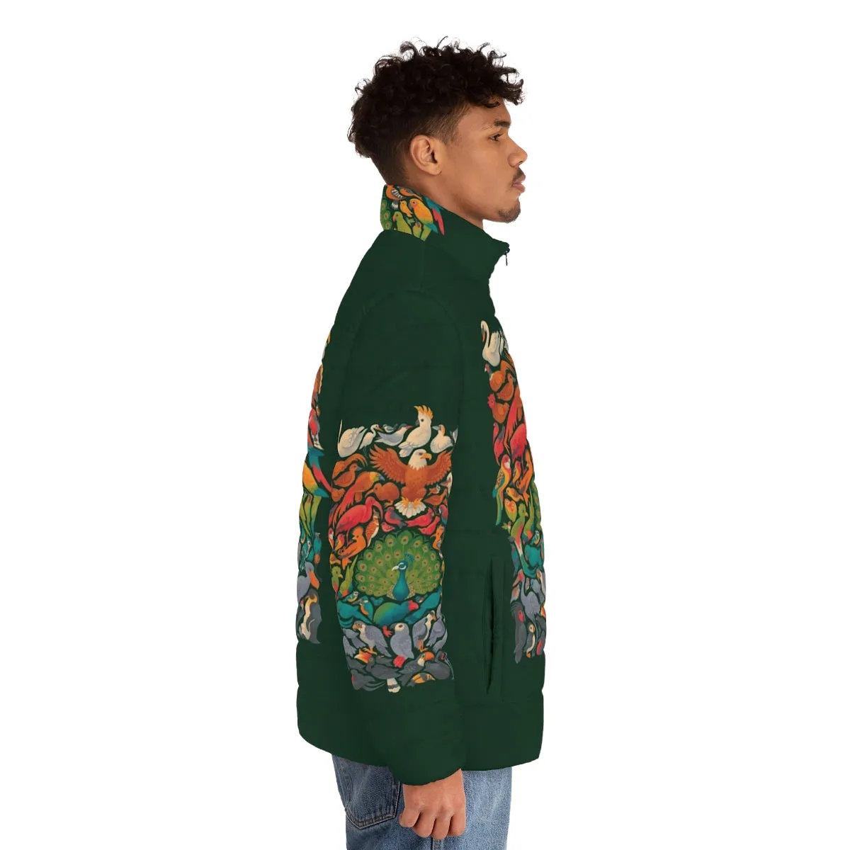 Aerial Spectrum Green Puffer Jacket: Vibrant Nature-Inspired Outerwear