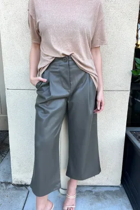 ALBER OLIVE PLEATHER PANTS