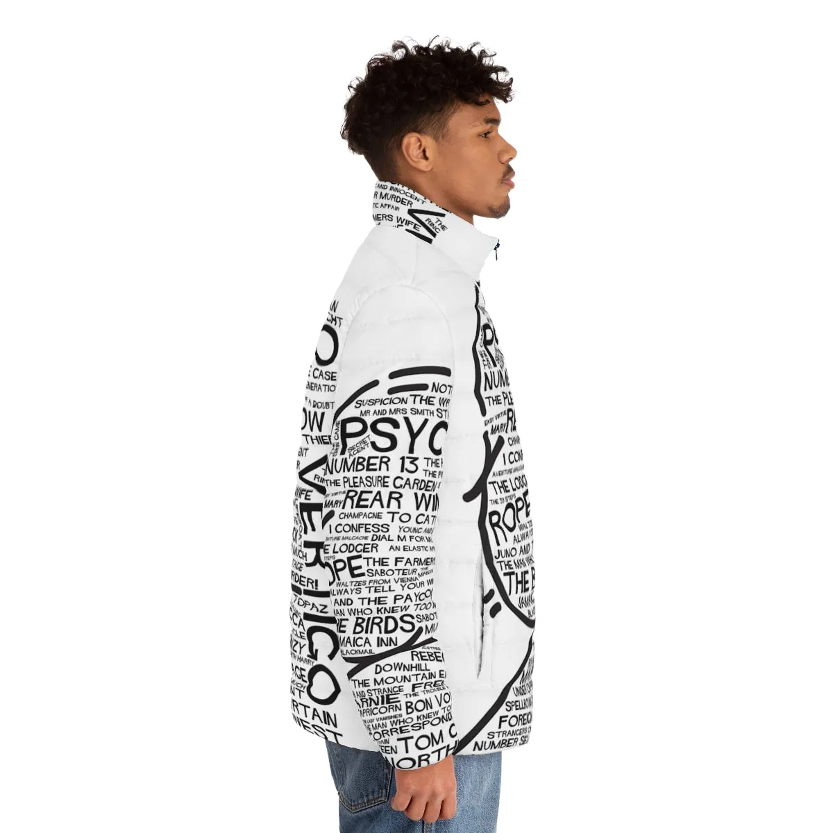 Alfred Hitchcock Inspired Fan Art Puffer Jacket