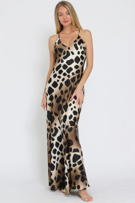 ANIMAL PRINT MAXI SLIP DRESS