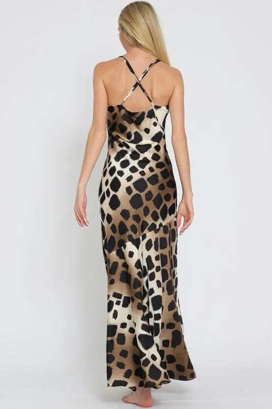 ANIMAL PRINT MAXI SLIP DRESS