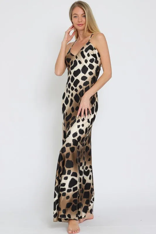 ANIMAL PRINT MAXI SLIP DRESS