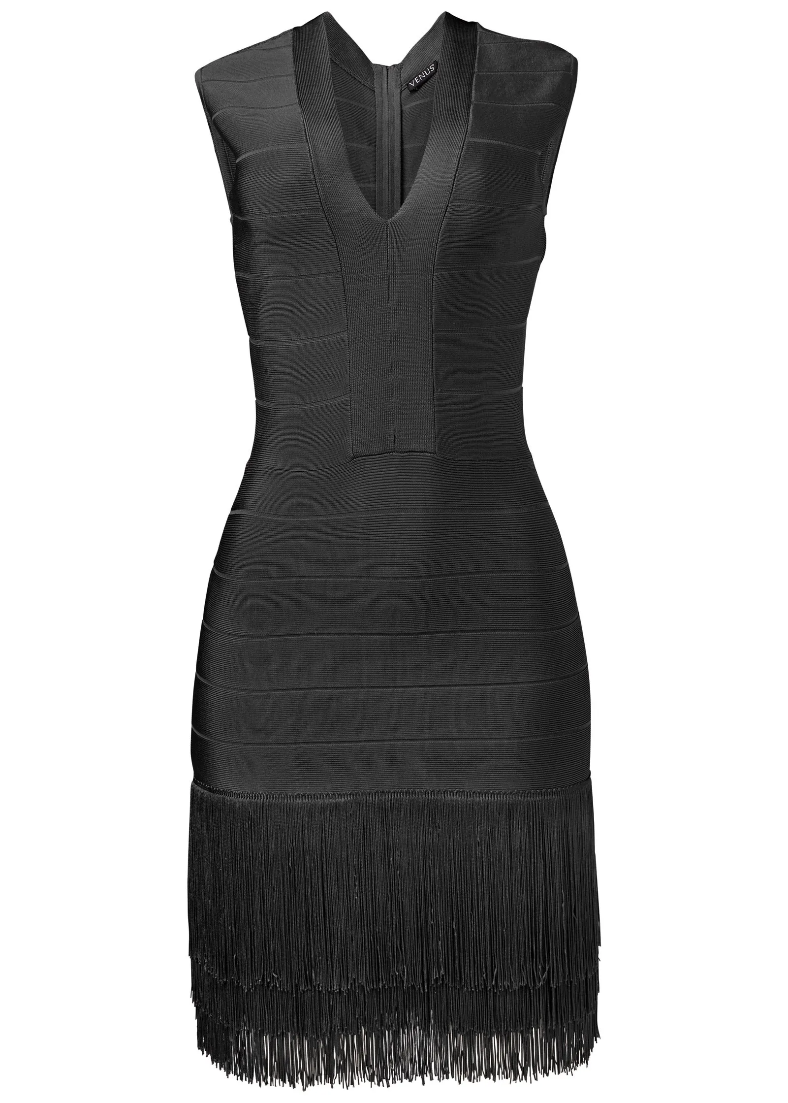 Bandage Fringe Dress - Black