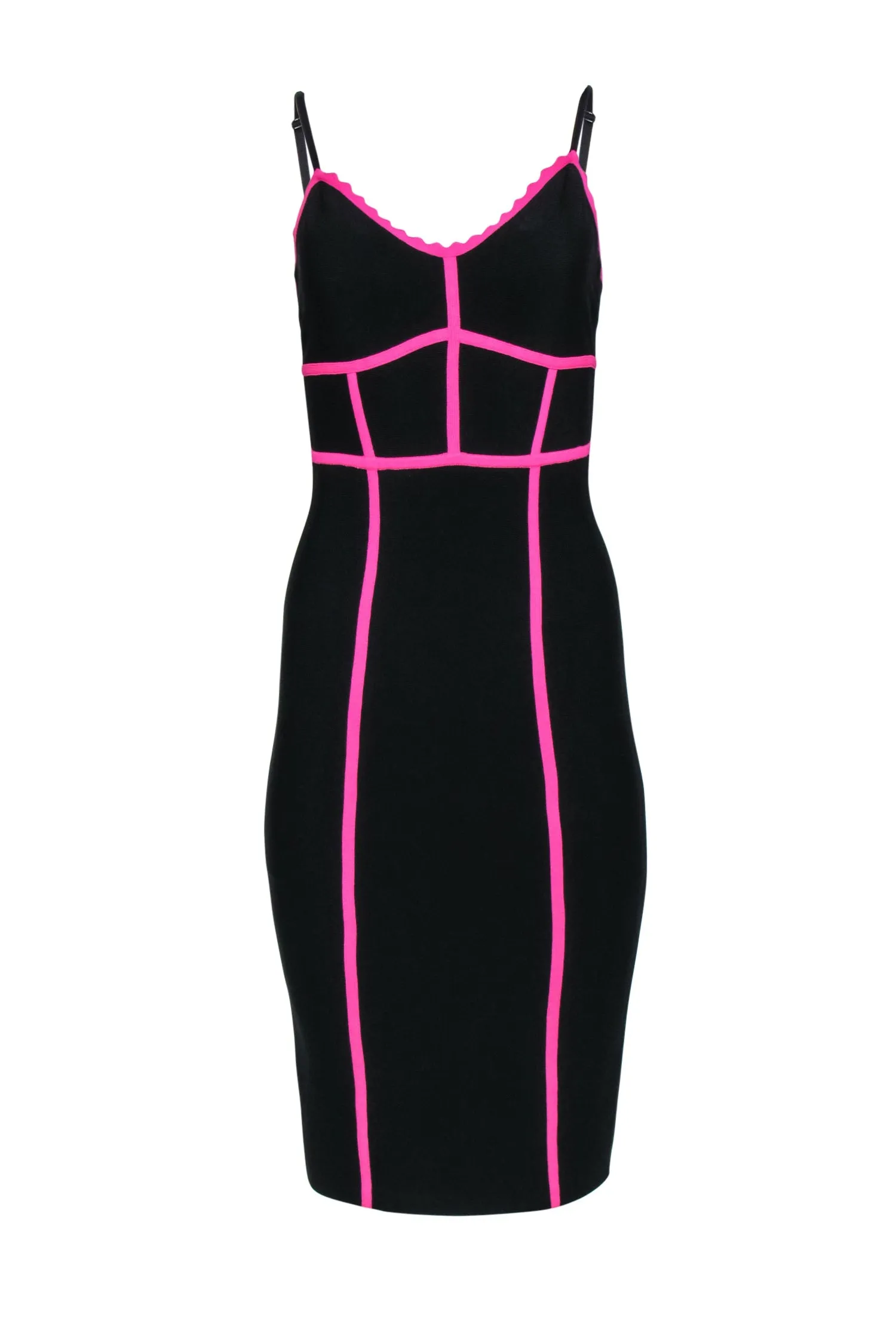 BCBG Max Azria - Black & Neon Black Bodycon Dress Sz M