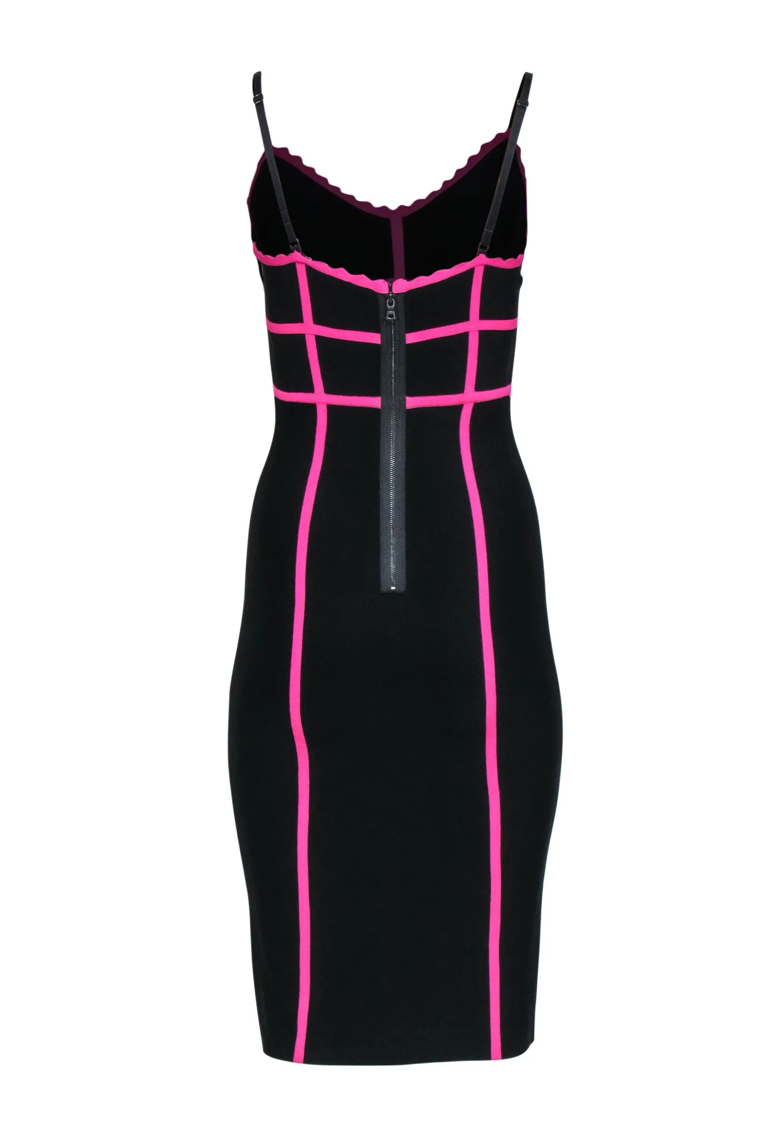 BCBG Max Azria - Black & Neon Black Bodycon Dress Sz M