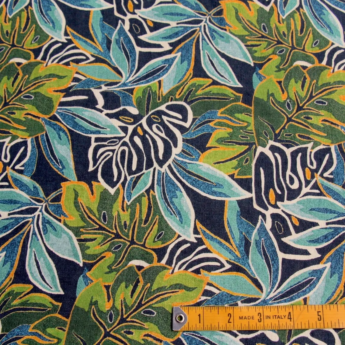 Big Leaf Jungle Washed Printed Linen