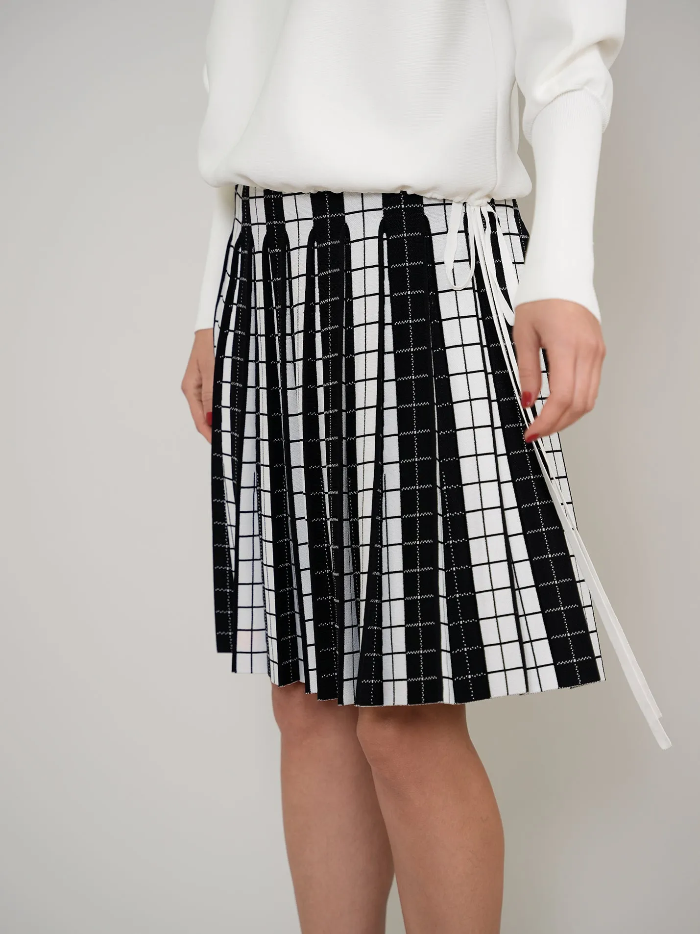 Black and White Pleated Skirt