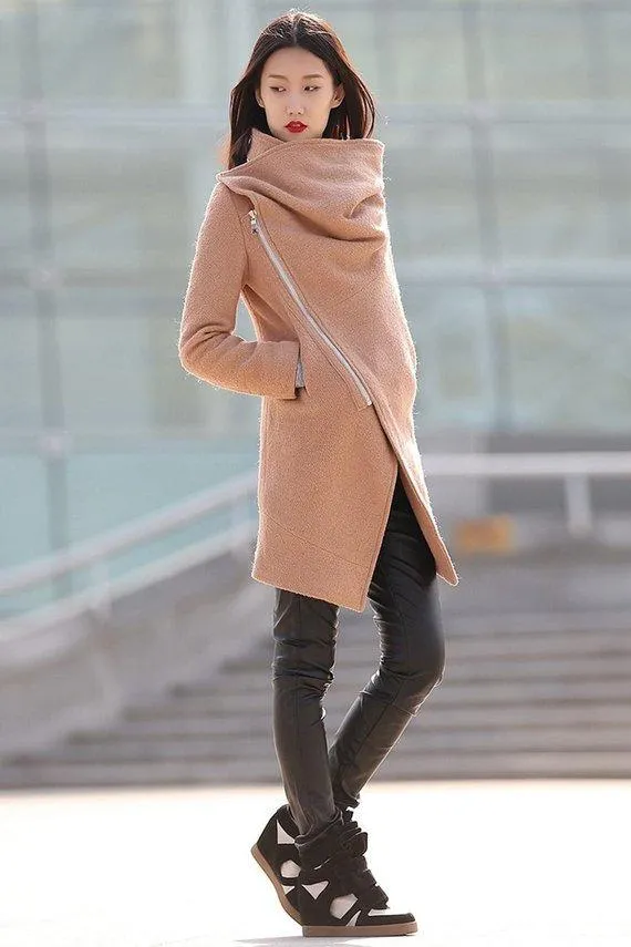 Black coat, Wool coat, winter coat, womens coat, black wool coat, Asymmetrical coat, warm winter coat, womens wool coat, warm coat C745