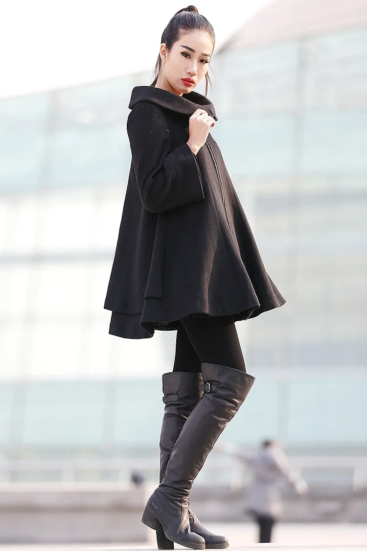 Black Long Sleeves Casual Coat for Women's Winter C241