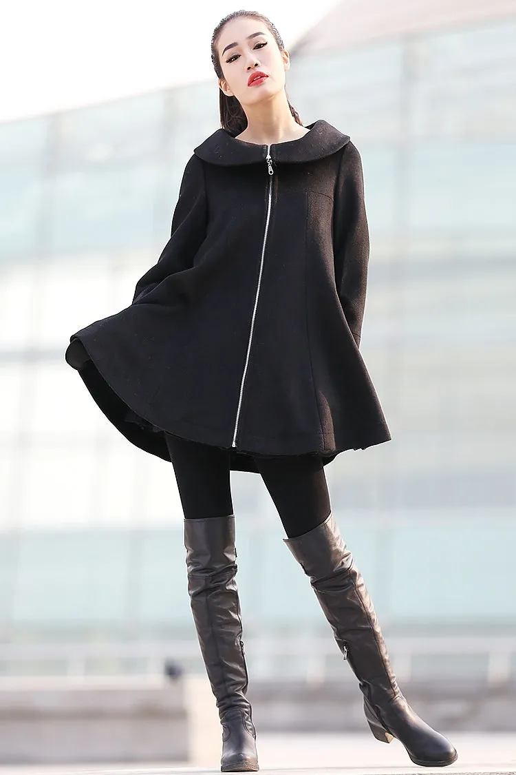 Black Long Sleeves Casual Coat for Women's Winter C241