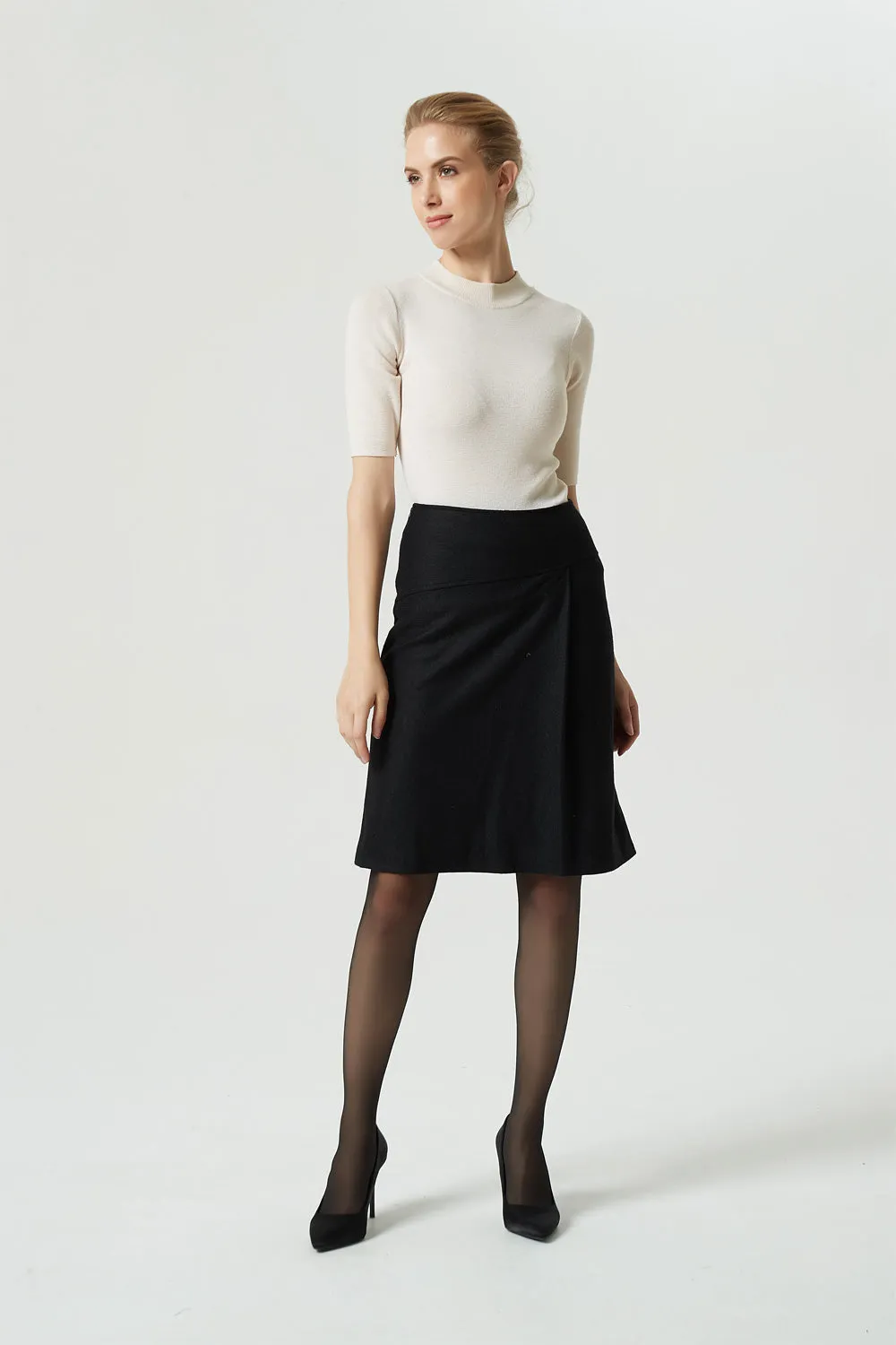 black pencil wool skirt, short winter skirt 1988#