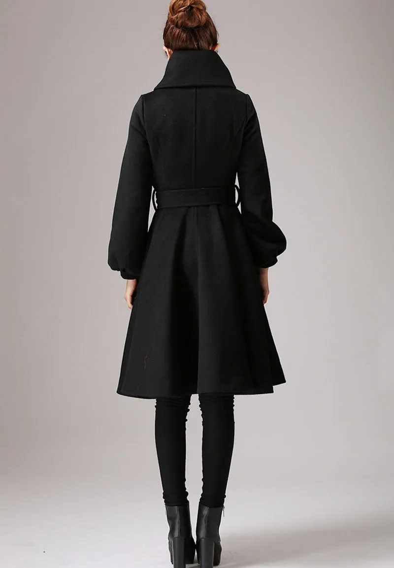 Black wool jacket shawl collar coat winter jacket warm coat 0753#