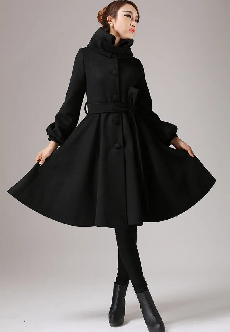 Black wool jacket shawl collar coat winter jacket warm coat 0753#