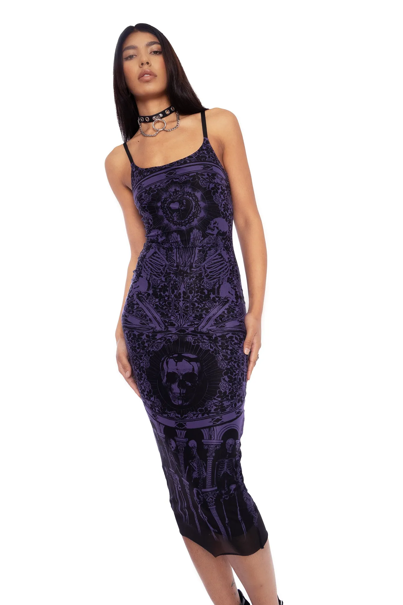 Blood Sacrifice Purple Sheer Bodycon Slip Dress