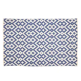 Blue and White Diamond Pattern Rug