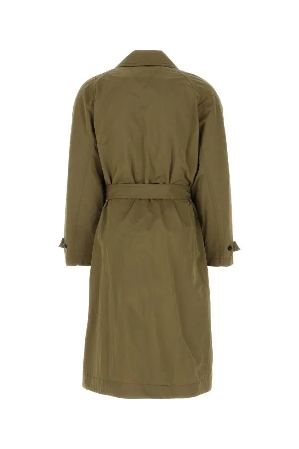 BOTTEGA VENETA | Olive green nylon trench coat