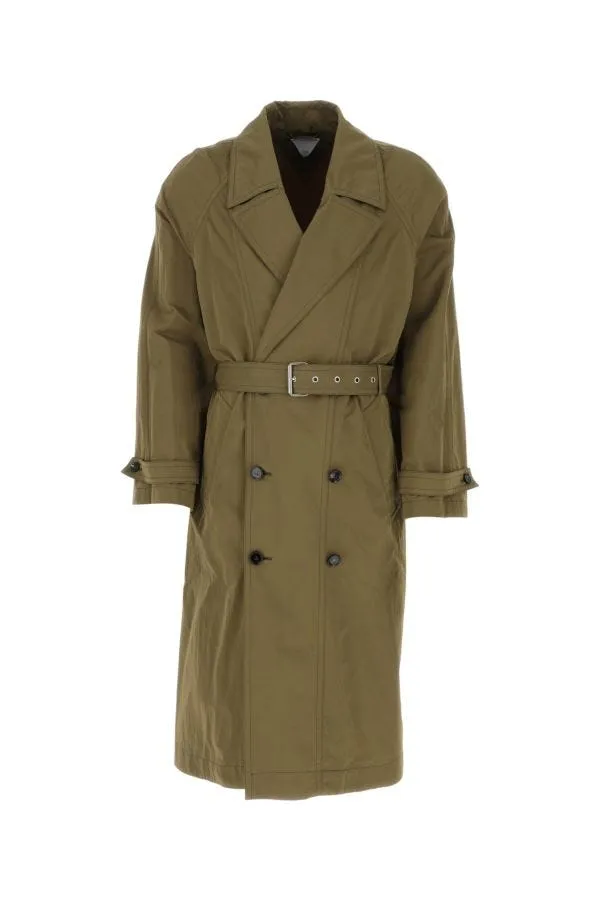 BOTTEGA VENETA | Olive green nylon trench coat