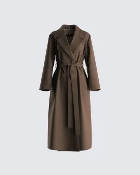 Bryn Dark Olive Belted Trench Coat