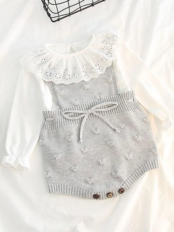 Bubble Balls Sleeveless Bodysuit Knitted Baby Suspender chrochet Romper