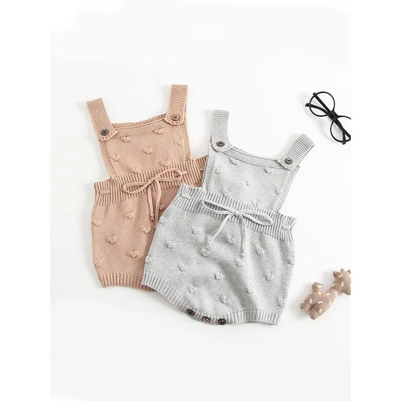 Bubble Balls Sleeveless Bodysuit Knitted Baby Suspender chrochet Romper