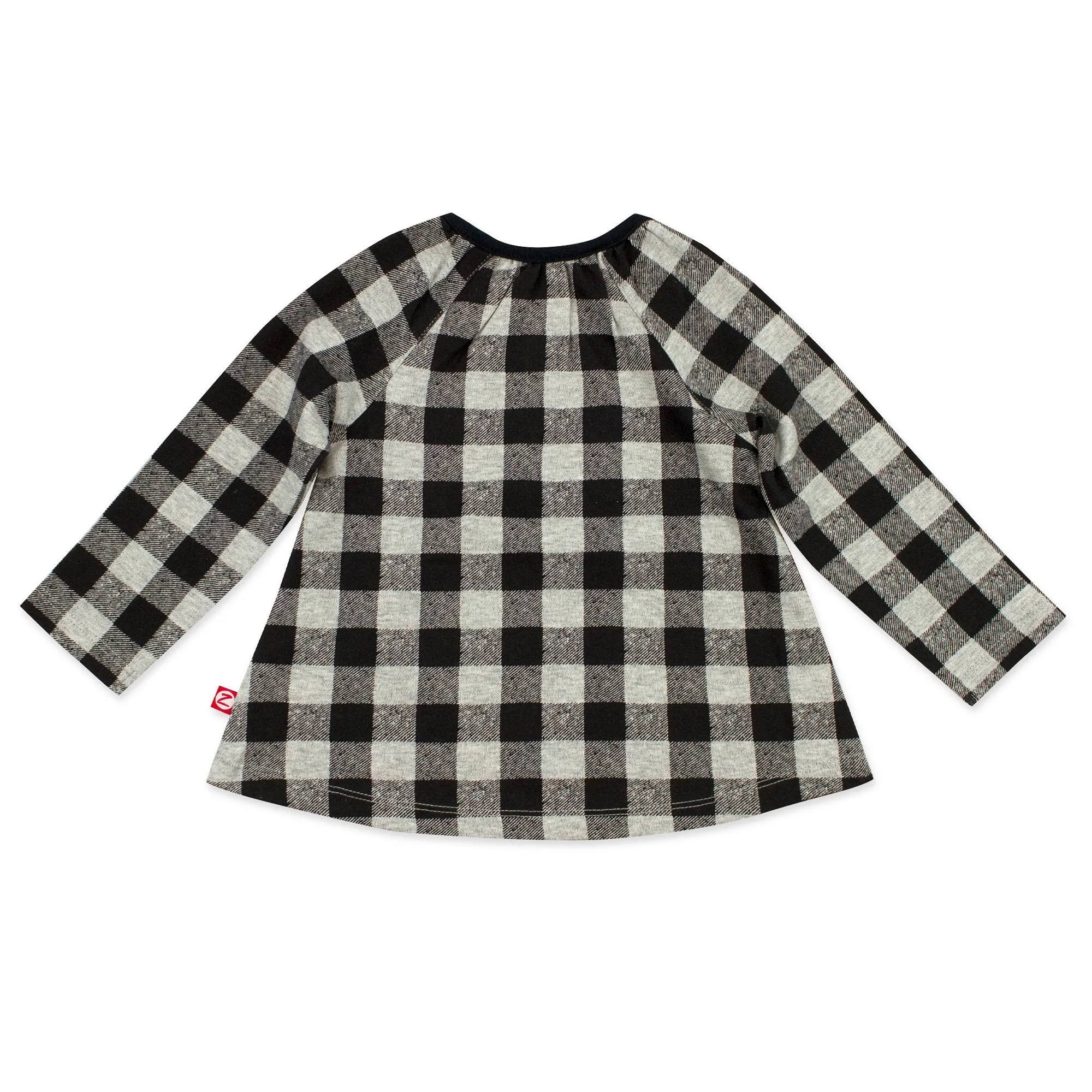 Buffalo Check Organic Cotton Long Sleeve Peasant Top