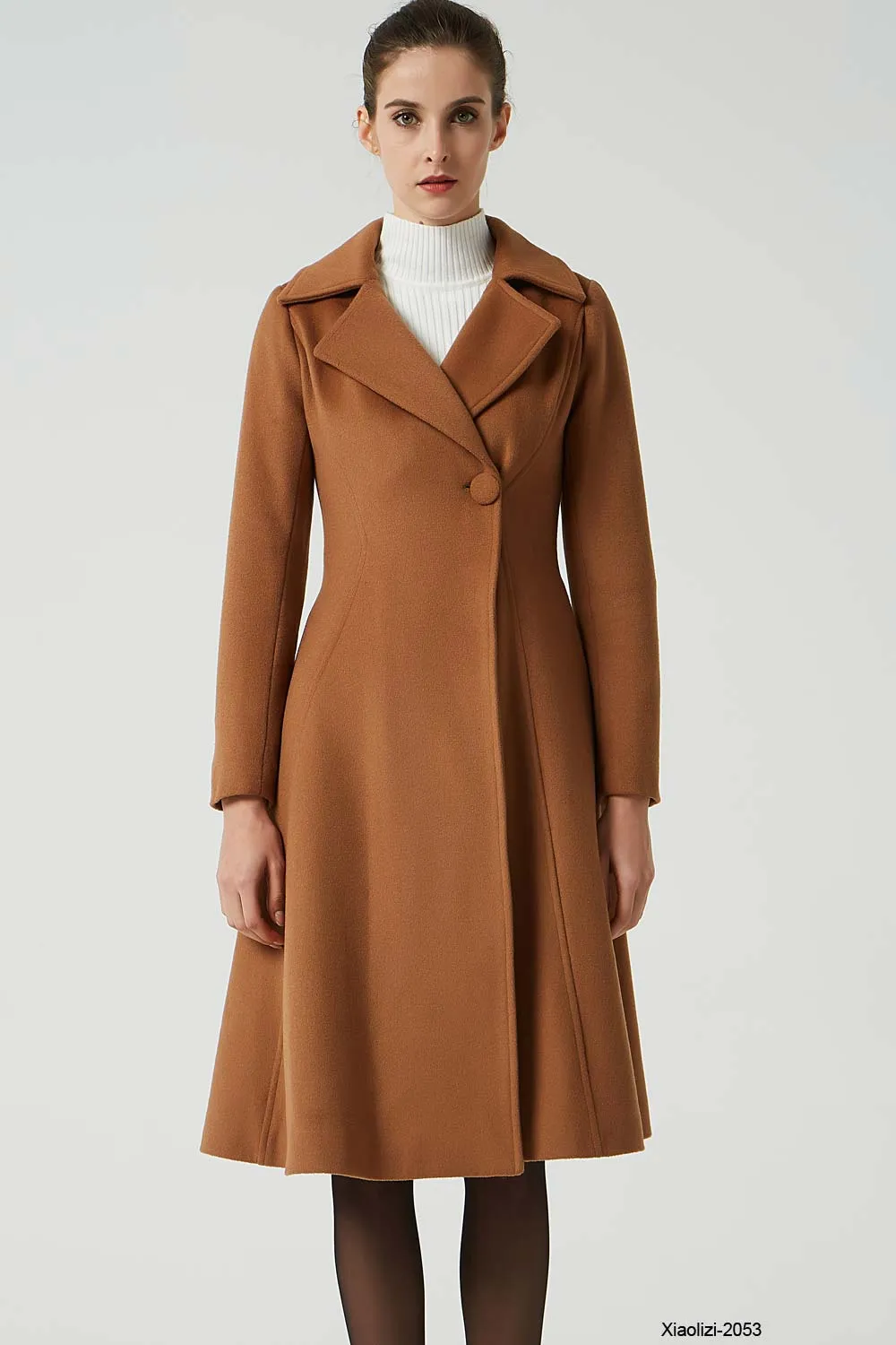 camel winter wool coat for women 2053#