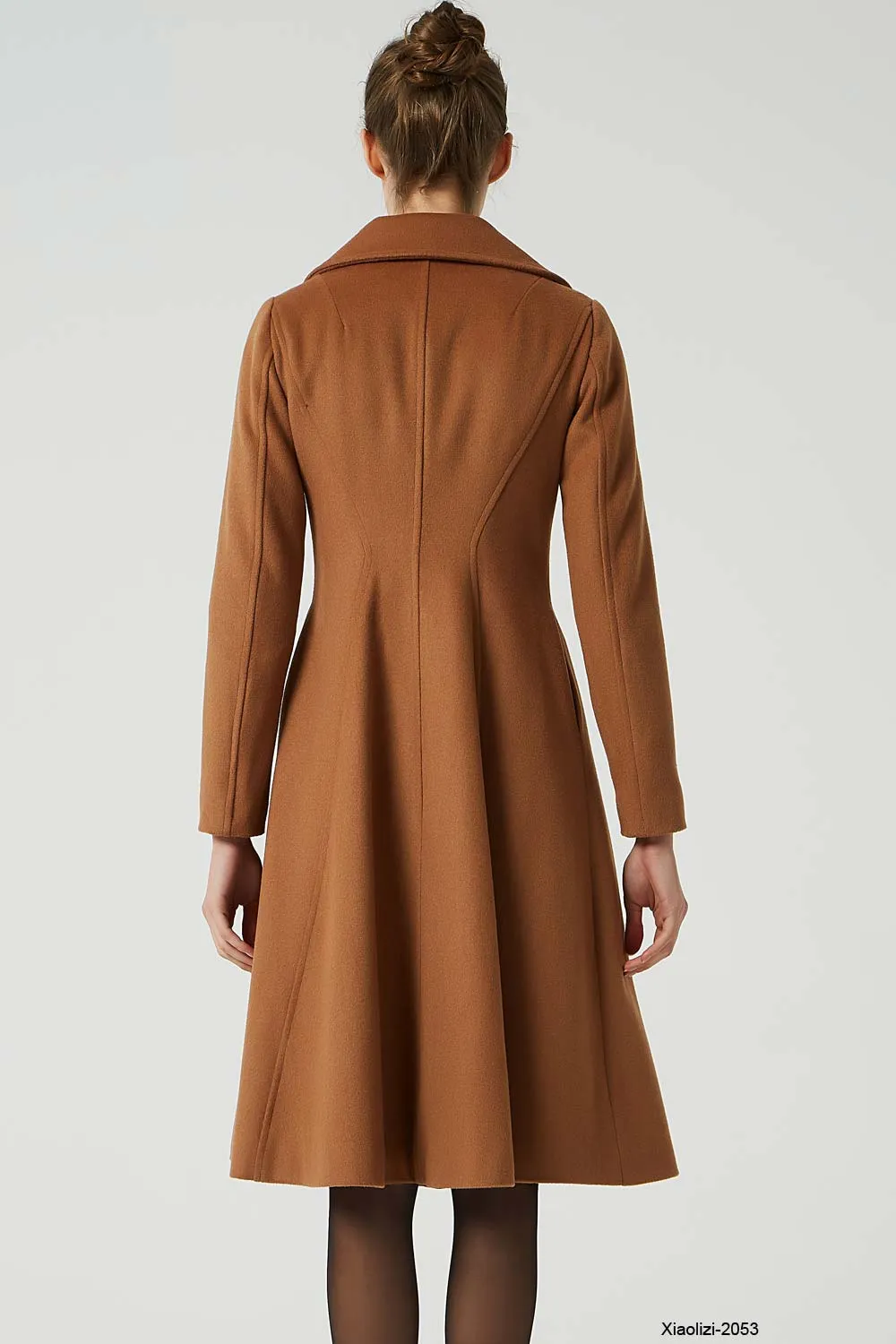 camel winter wool coat for women 2053#