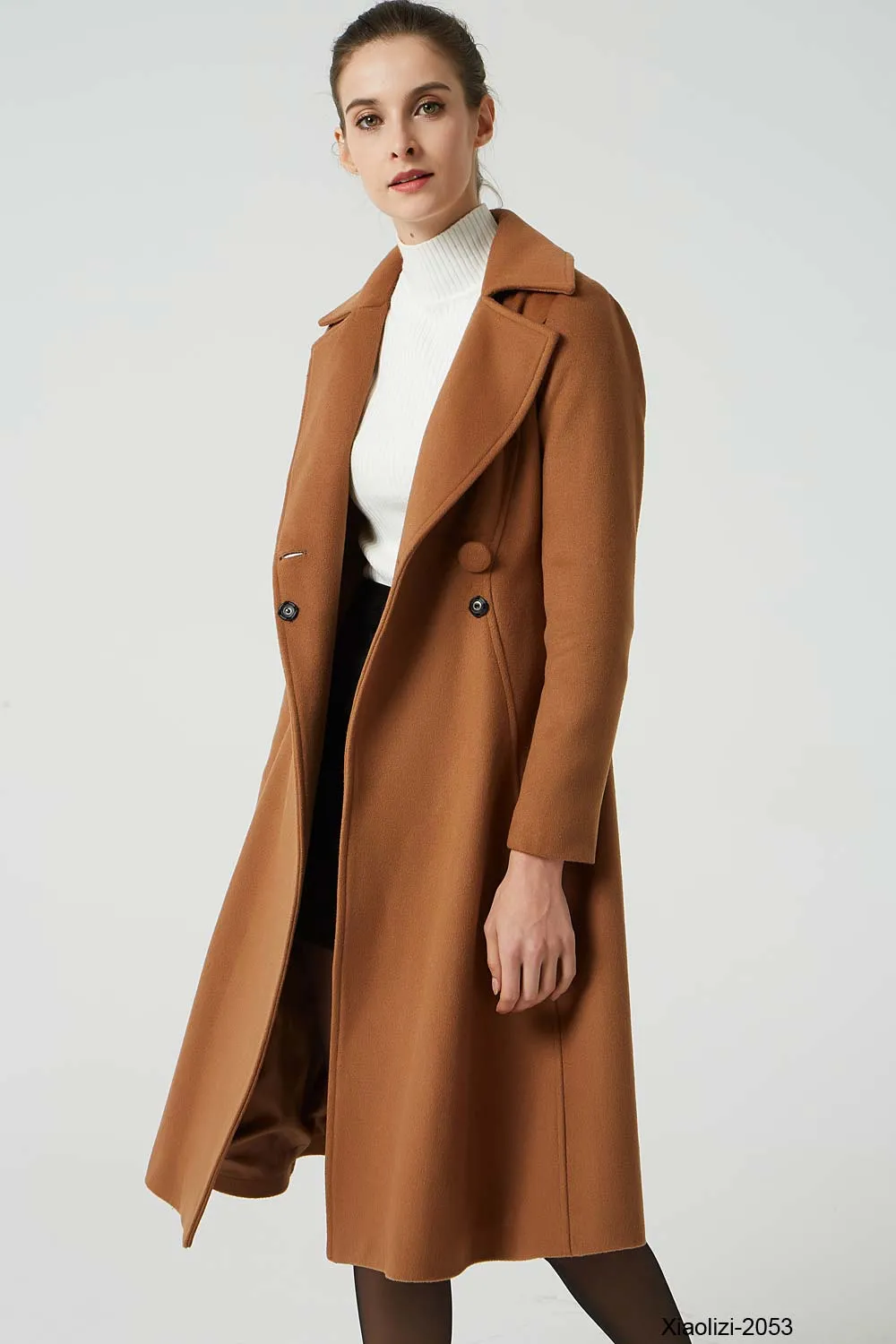 camel winter wool coat for women 2053#