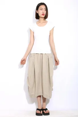 Casual Beige linen skirt C321