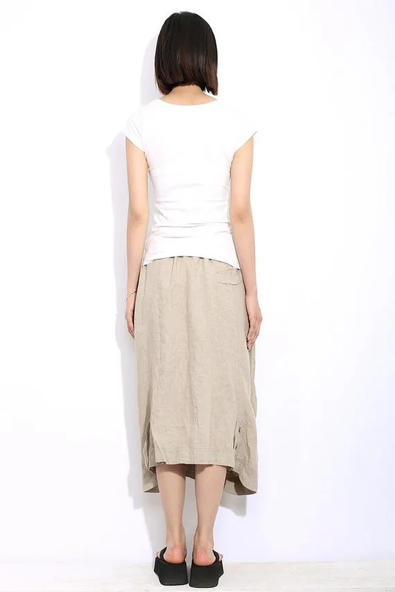 Casual Beige linen skirt C321