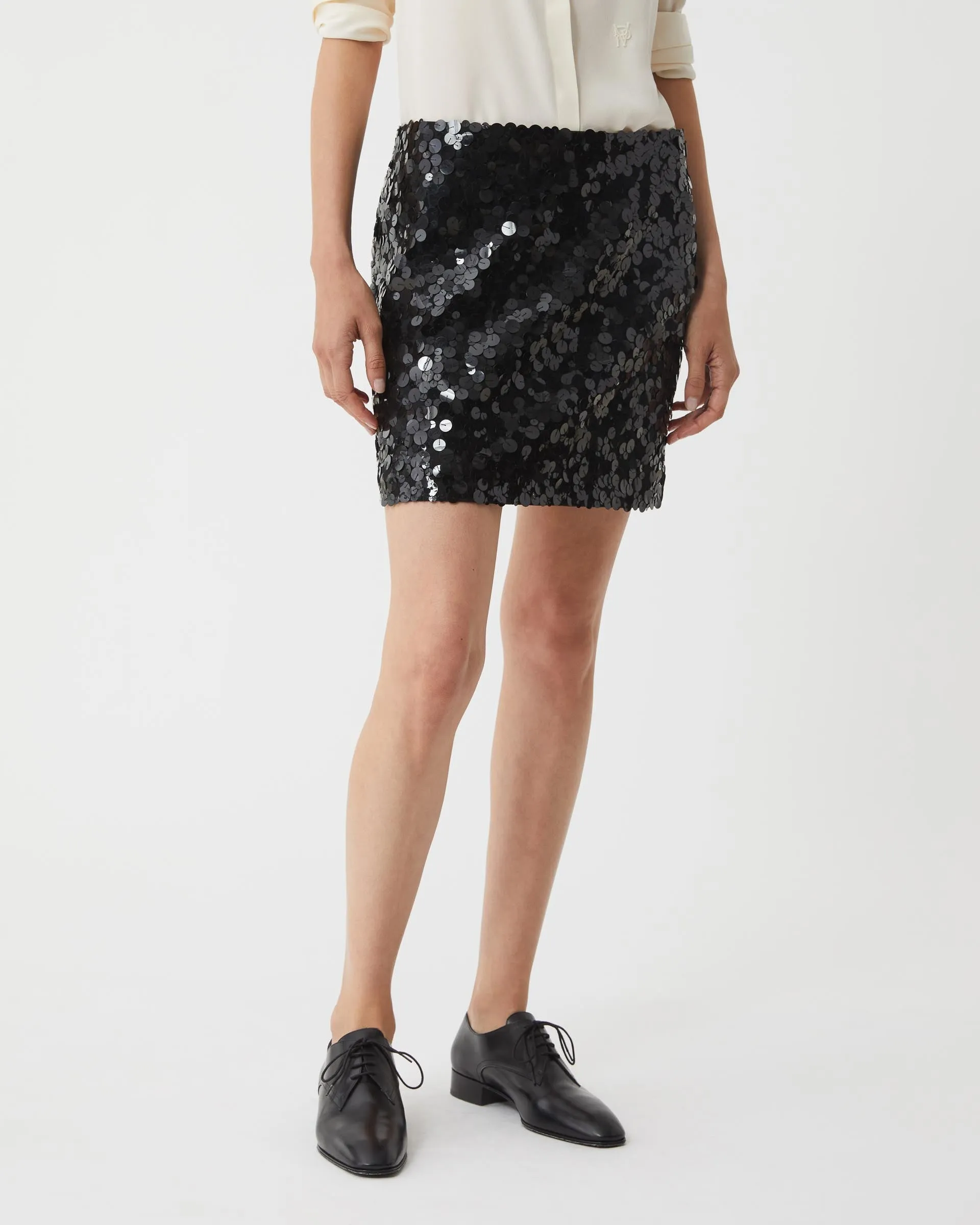 Cecily Skirt in Chaos Sequin, Black