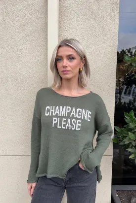 CHAMPAGNE PLEASE OLIVE SWEATER