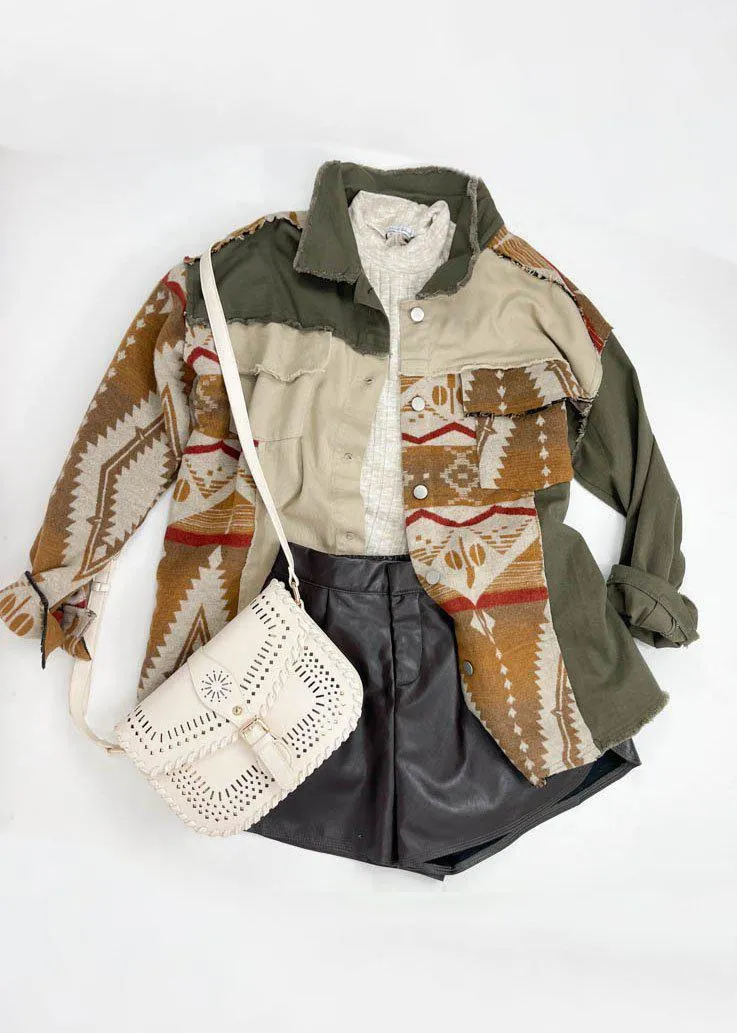 Cheyenne Aztec Jacket - Olive-***FINAL SALE***