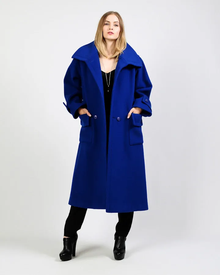 Cobalt Blue Wool Maxi Coat