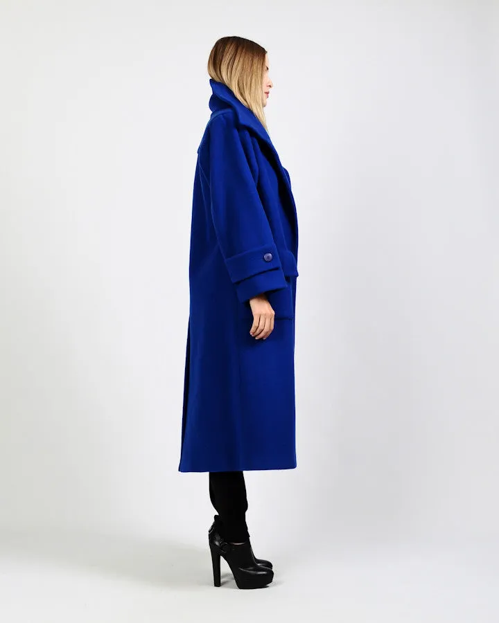 Cobalt Blue Wool Maxi Coat