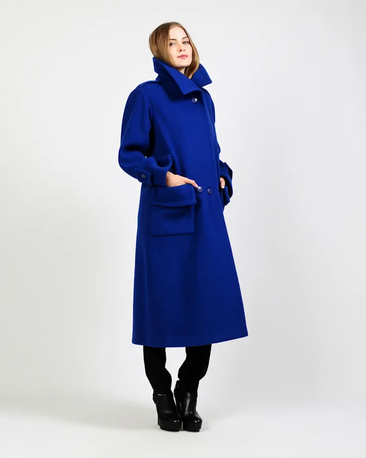 Cobalt Blue Wool Maxi Coat