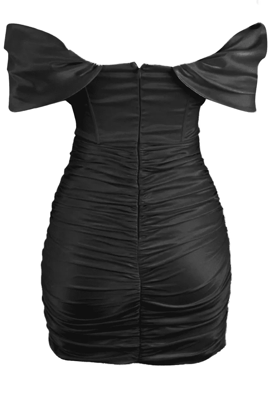 Divine Satin Corset Trendy Dress - Black