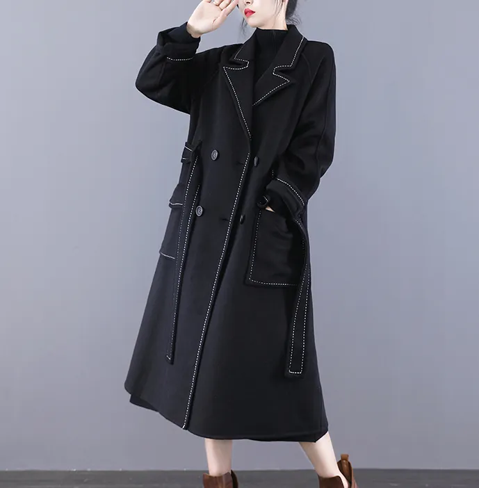 Double Face Wool Coat Handmade Long Warm Long Women Wool Coat Jacket/7866