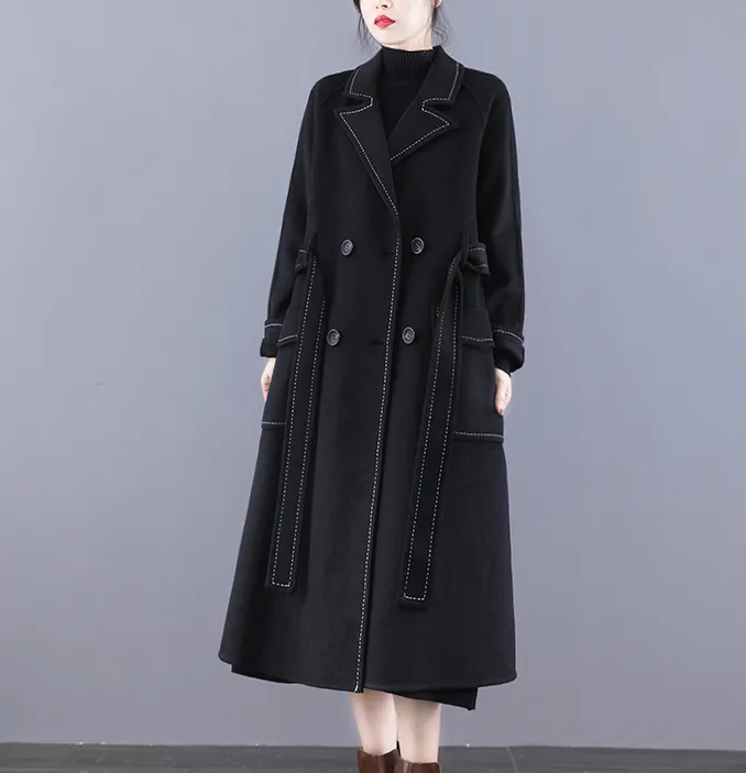 Double Face Wool Coat Handmade Long Warm Long Women Wool Coat Jacket/7866