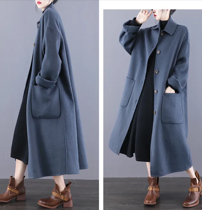 Double Face Wool  Coat Handmade Long Warm Long Women Wool Coat Jacket/9877