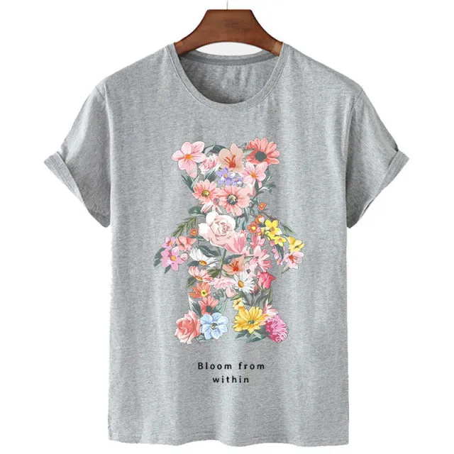 Eco-Friendly Flower Bear T-shirt