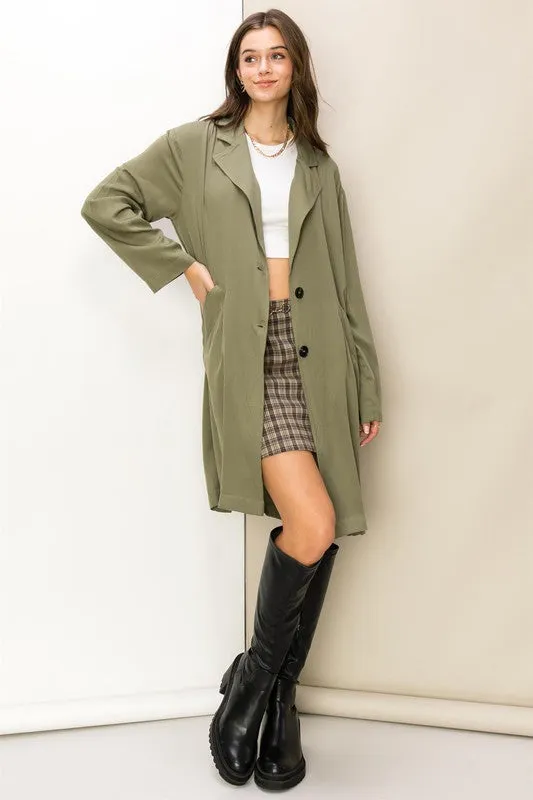 Enlightened Button Front Oversized Coat